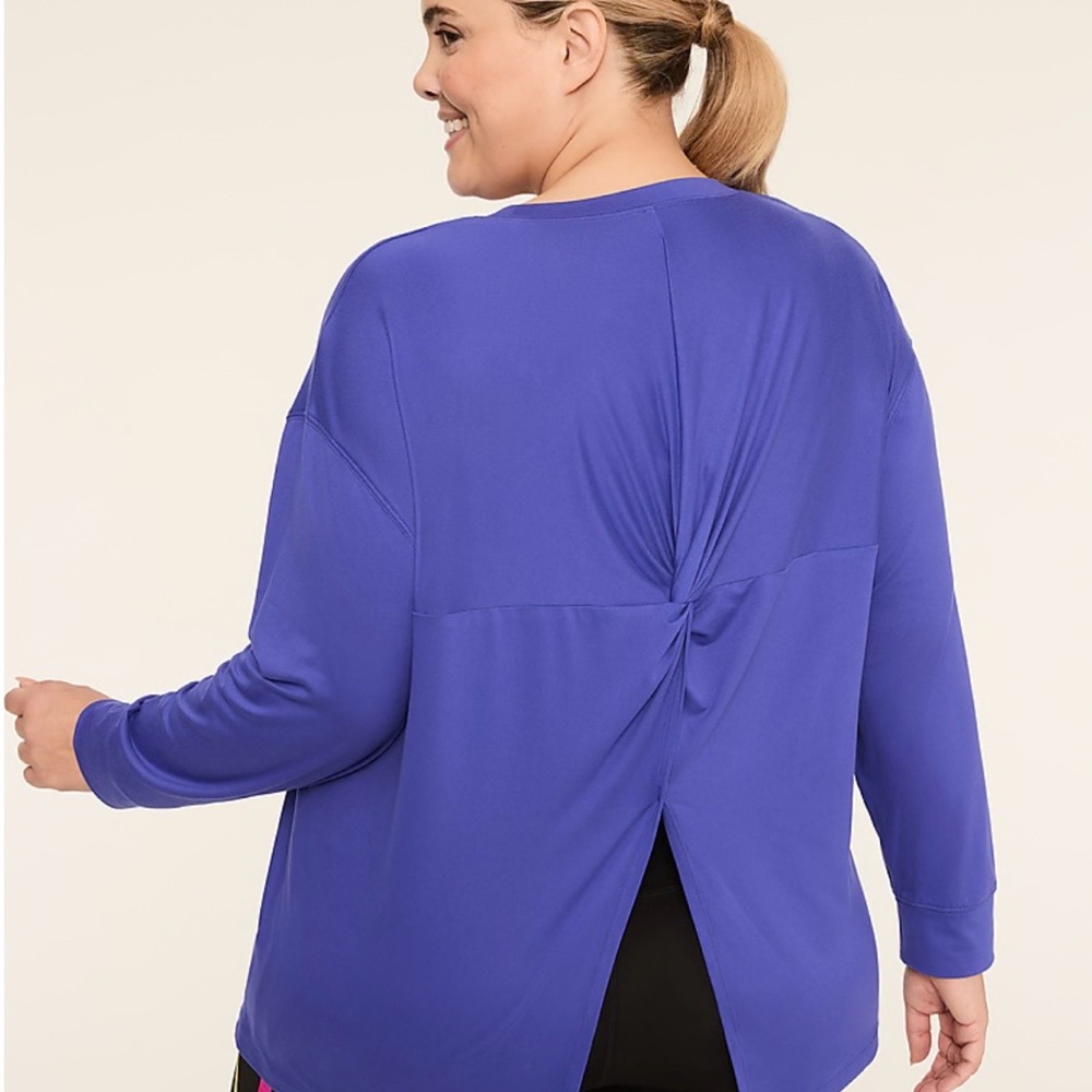 Livi Active Plus-Size Twist-Back Long Sleeve Top - Royal Blue